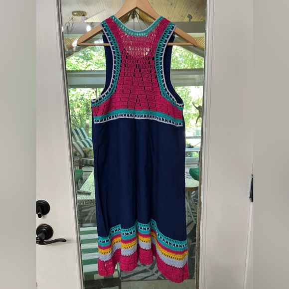 Akemi + Kin Navy With Mulyi Color Crochet Detail Sleeveless Dress Size Small - Picture 4 of 6